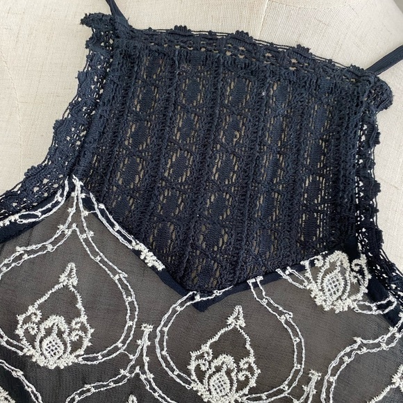 Anthropologie Sheer Embroidered Black and White Mini Dress Size XS New With Tags - Picture 5 of 12